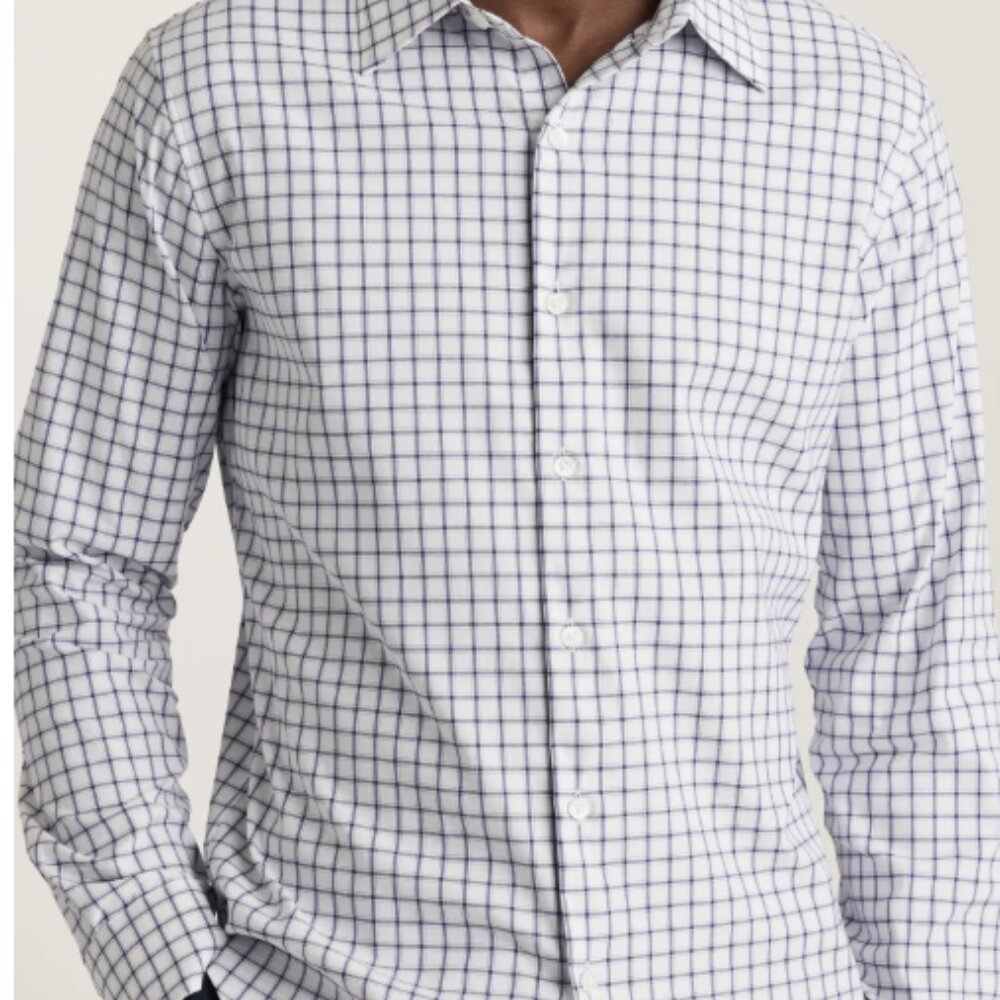 Bonobos Slim Fit XL White Blue Plaid Stretch Button Down Shirt Men’s